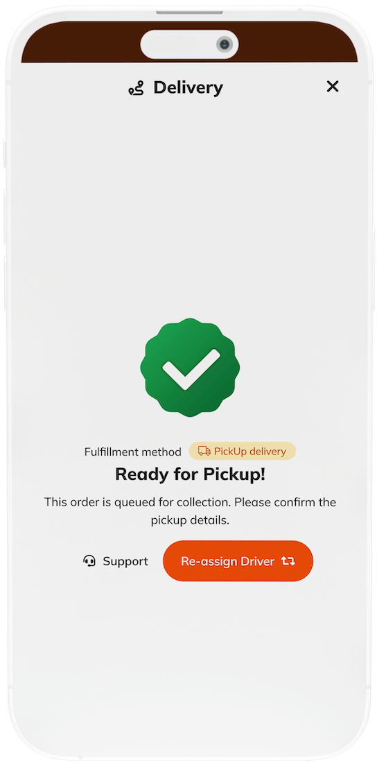 Mocket Delivery ready for pickup page displaying upcoming pickup orders on mobile screen